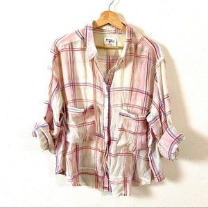 Anthro Holding Horses Plaid Button Down Top L